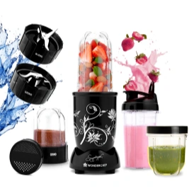 nutri blend 500w mixer grinder, 22000 rpm motor, smoothie maker, masala grinder, chutney blender, 3 unbreakable jars & sipper jar, recipe book by chef sanjeev kapoor, 2 yr warranty, black