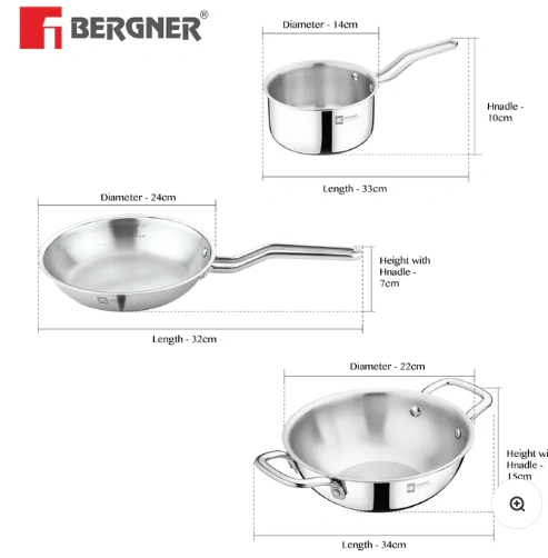 tripro triply stainless steel 3 pcs cookware set induction bottom tripro triply stainless steel 3 pcs cookware set induction bottom