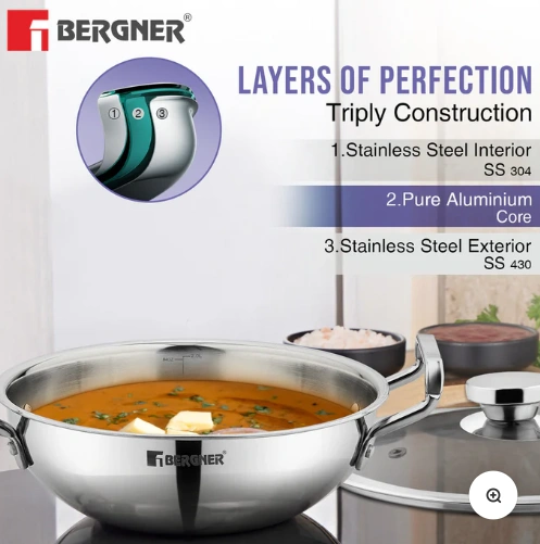 tripro triply stainless steel 3 pcs cookware set induction bottom tripro triply stainless steel 3 pcs cookware set induction bottom