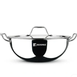 argent tri ply stainless steel deep kadai induction bottom