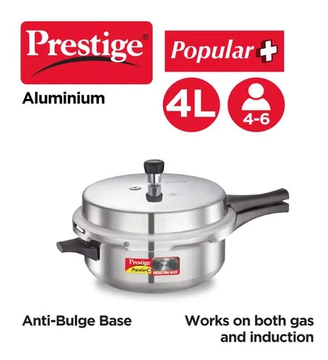 prestige popular plus virgin aluminium precision weight valve junior deep pan pressure cooker (silver) prestige popular plus virgin aluminium precision weight valve junior deep pan pressure cooker (silver)