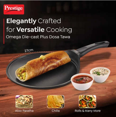 omega die cast plus aluminium non stick tawa 27 cm omega die cast plus aluminium non stick tawa 27 cm