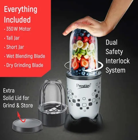 prestige 350 watts nutri mix 2.0 mixer grinder with 2 jars|compact design| multipurpose jars|inter lock system| sipper lids prestige 350 watts nutri mix 2.0 mixer grinder with 2 jars|compact design| multipurpose jars|inter lock system| sipper lids