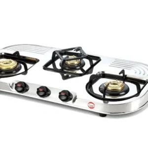 prestige royale dgs 03l manual stainless steel 3 burners gas stove, silver
