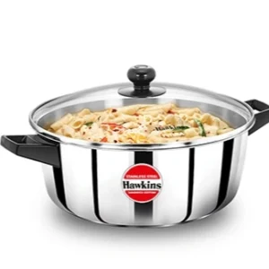 stainless steel cook n serve casserole 2, 3, 4 & 5 litre with glass lid