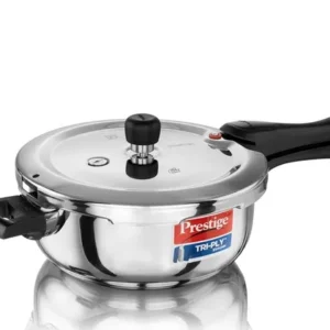 prestige svachh triply outer lid pressure cooker 3.5l (silver) | deep lid for spillage control | durable & safe cooking