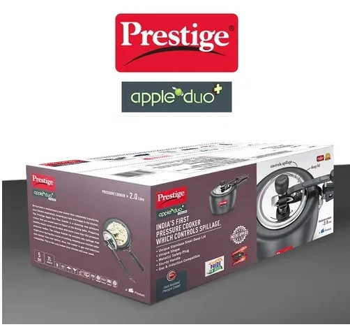 prestige apple duo plus hard anodised pressure cooker 2l (black) | spillage control | durable & elegant design prestige apple duo plus hard anodised pressure cooker 2l (black) | spillage control | durable & elegant design