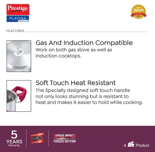 prestige platina popular stainless steel casserole 2l (18cm, silver) | impact forged bottom | glass lid | durable & elegant cookware prestige platina popular stainless steel casserole 2l (18cm, silver) | impact forged bottom | glass lid | durable & elegant cookware