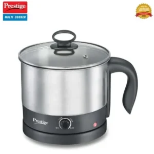 prestige pmc 1.0 plus multi kettle 1l (silver & black) | temperature control | glass lid | stainless steel body | multi cooker