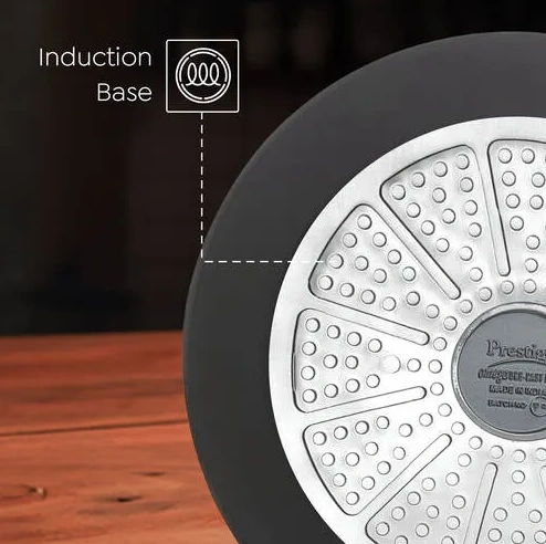 prestige omega die cast plus non stick tawa 31cm | heavy aluminium base | 3 layer coating | metal spoon friendly | gas & induction compatible prestige omega die cast plus non stick tawa 31cm | heavy aluminium base | 3 layer coating | metal spoon friendly | gas & induction compatible