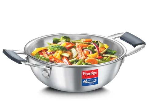 prestige tri ply cute kadai | stainless steel | even heat distribution | induction & gas compatible prestige tri ply cute kadai | stainless steel | even heat distribution | induction & gas compatible