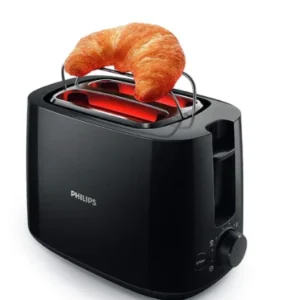philips 600 watts 2 slice toaster with integrated bun rack black hd2583/90