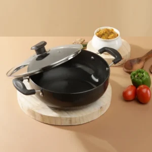 vinod hard anodised deep kadai with lid