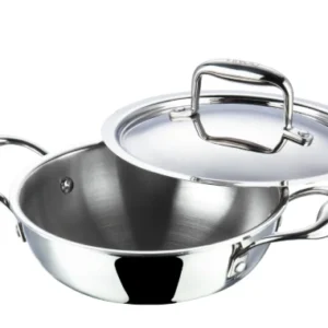 vinod platinum triply stainless steel extra deep kadai with lid