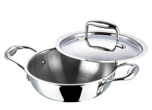 vinod platinum triply stainless steel extra deep kadai with lid vinod platinum triply stainless steel extra deep kadai with lid
